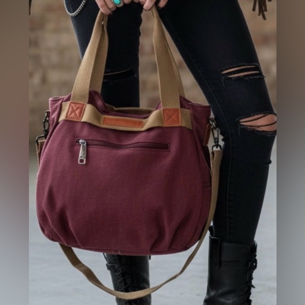 NWT Retro Canvas Crossbody Bag Purse Handbag - Picture 4 of 9